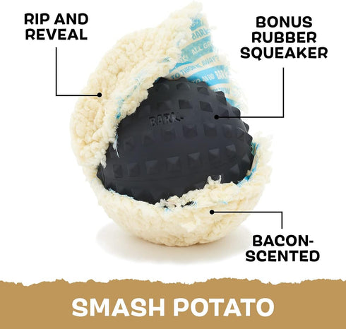 Barkbox Super Chewer Tough Dog Chew Toys for Aggressive Chewers, Plush 2 Toys in 1 (Potato - Small)