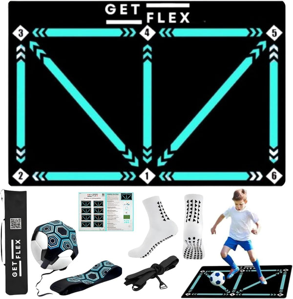 Soccer Training Mat with Kick Trainer & Ball Controller, Adjustable Waist Belt
