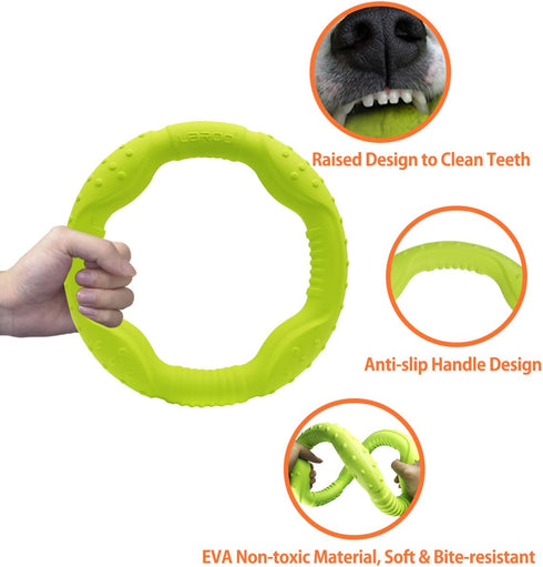 LaRoo Dog Toys for Aggressive Chewers, Floatable Dog Flying Disc, 3 Sizes Dog Tug Toy, Interactive Dog Toys