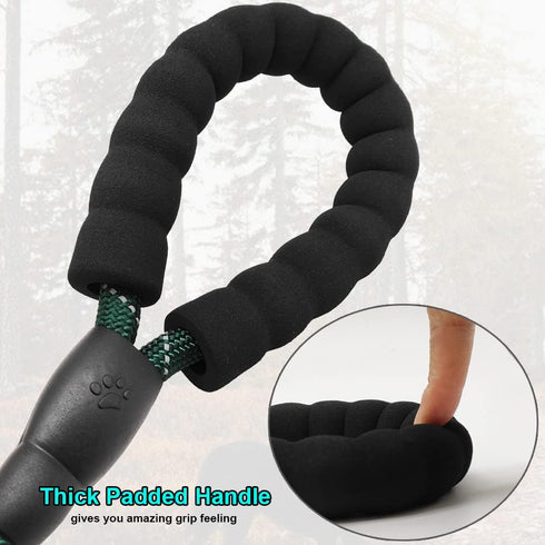 BTINESFUL 6FT Chewproof Dog Leash - Strong Nylon Rope with Anti-Chewing Chain (Dark Green) for Medium Large Dogs