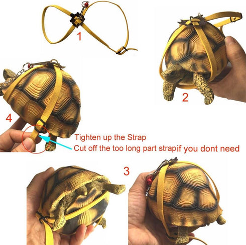 Leather Harness Strap for Tortoise/Turtle Pet Walking Lead Control Rope, Chest Collar (M)