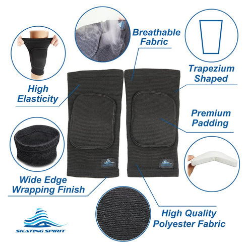 SkatingSpirit Soft Knee Pads Elbow Pads (1 Pair) for Dancing Figure Skating Gymnastics Youth Adult