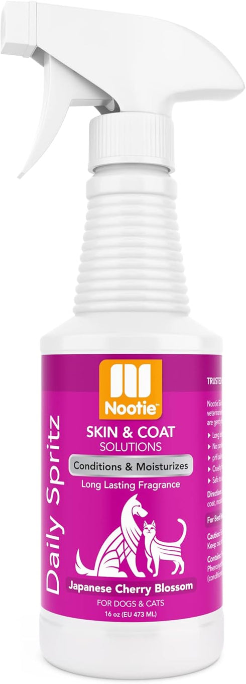 Nootie Daily Spritz Pet Conditioning Spray - Dog Conditioner for Sensitive Skin, Japanese Cherry Blossom, 16 oz