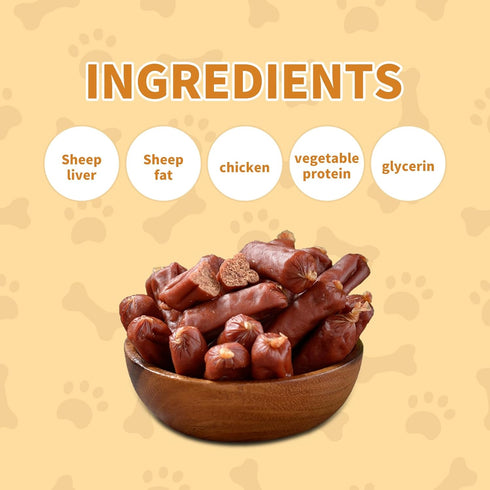 iipets (7.06oz) Lamb Sausage Dog Treats Soft & Healthy Snacks with Lamb Liver, Lamb Fat & Chicken High-Protein