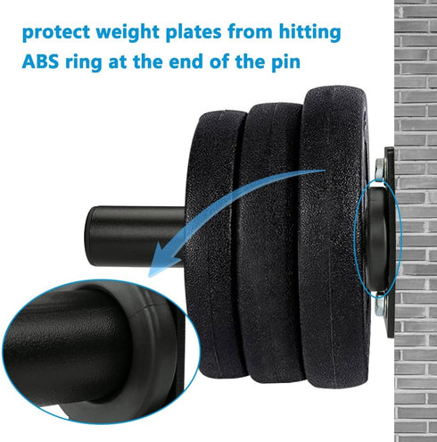 Wall Mounted Weight Plate Holder, Fits 2-inch Olympic Plates, Max Weight Capacity 300 lb, Mounting Hardware Included