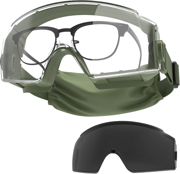 OneTigris Tactical Goggles, Over Glasses Anti Fog Tactical Eyeglasses, Safety OTG Protection with Interchangeable Lens