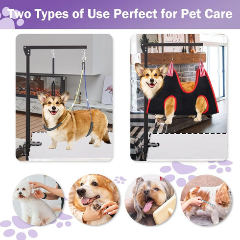 Dog Grooming Arm with Clamp - Heavy Duty Pet Grooming Table Arm with Grooming Hammock, Loop Noose, 36" Adjustable for