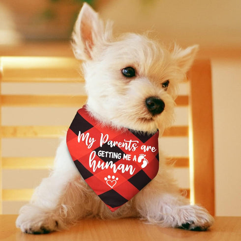 My Parents are Getting Me a Human, Plaid Dog Bandana, Pregnancy Announcement Photo Prop for Dog Lovers, Pack of 2