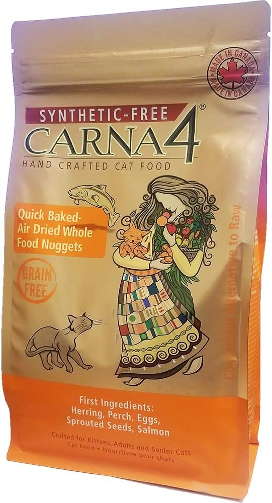 CARNA4 Grain Free Cat Food, Fish Formula (Herring, Perch, Salmon), 4lb