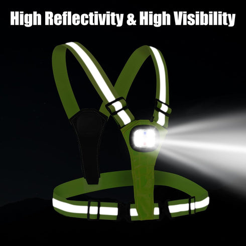 LED Reflective Safety Vest, High-Visibility Rechargeable Light Vest for Running, Walking, Cycling, Adjustable Fit