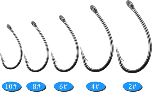50/150pcs AGOOL Fly Tying Hooks, Carp Fishing Hooks High Carbon Steel Barbed Dry Wet Nymph Shrimp&Pupa, Streamer