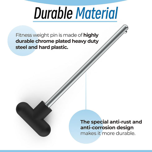 Weight Stack Pin Replacement, 3/8" Diameter, 5-1/2" Locking Space, Universal for Home Gym Equipment (Pack of 2)