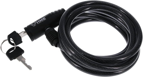 HME Self-Coiling 6-Foot Protective Hunting Tree Stand Cable Lock, Durable and Reliable, 2 Keys Included