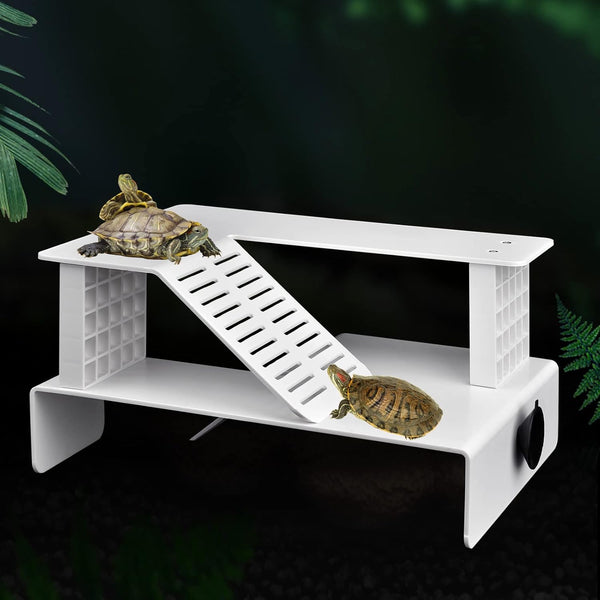 WEAVERBIRD Turtle Basking Platform, Double Decker Aquarium Sink Wharf, Climbing Shelf Turtle Tank Dock Floating Decor