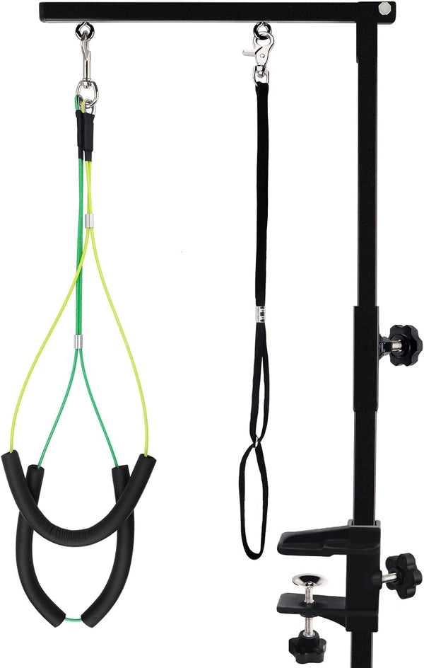 Kalolary Foldable Pet Dog Grooming Arm with Clamp, Dog Grooming Loop Noose & Two No Sit Haunch Holder (Single Arm)