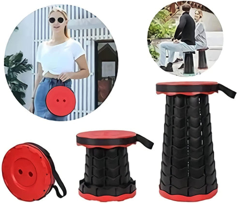 AZM Displays Retractable Folding Stool, Collapsible Portable Chair, Sturdy Telescopic Stool, Lightweight for Camping