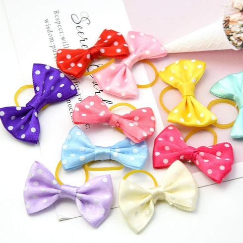 Tongcloud 80 pcs Dog Hair Bows - Butterfly Knotted Bows with Rubber Bands for Puppy Dog Cats Hair Accessories