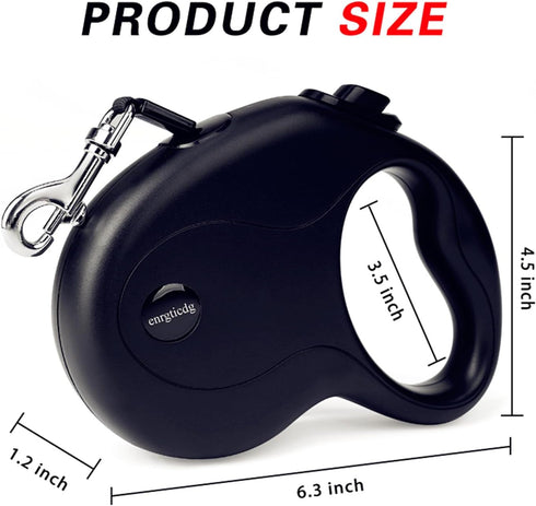 16Ft Retractable Dog Leash,Light Weight Leash for Small to Medium Dogs/Cats Up to 50lbs,Stainless Steel Spring Strong Nylon Tape, Tangle Free, One-Handed Brake (black)