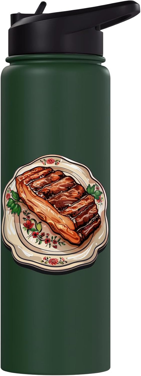 Pork Belly Cut Of Pork Bacon Meat Designs Pork Belly On A Decorative Plate Stainless Steel Insulated Water Bottle