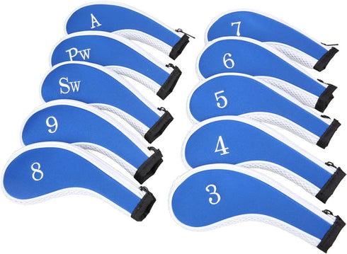 Sword & Shield Sports Neoprene Zipper Golf Club Iron Head Covers - 10pcs/Set