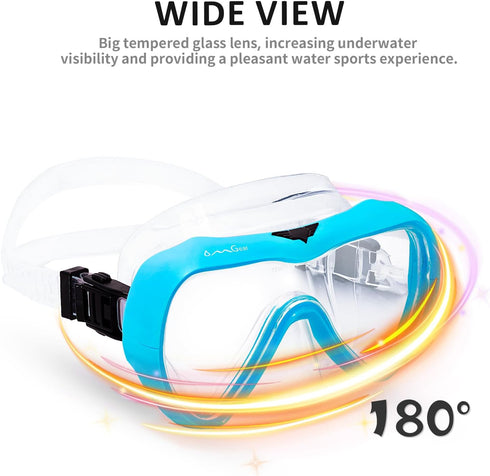 OMGear Diving Mask Snorkeling Gear - Kids Adult Snorkel Mask with Nose Cover for Scuba Diving