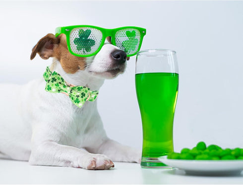 St. Patrick's Day Dog Collar with Bows, Adjustable Green Collar for Medium Small Large Dogs