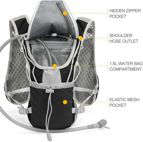 Hydration Pack Backpack, IX INOXTO Running Hydration Vest with 1.5L (50 oz) Water Bladder for Men Women
