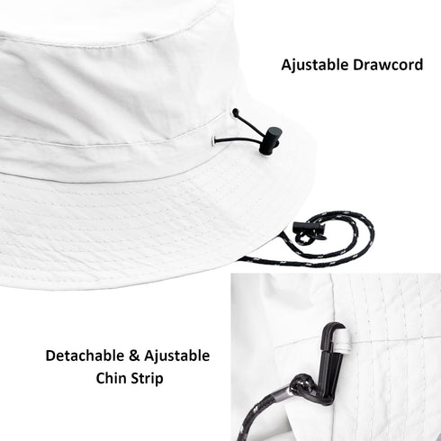 woogwin Waterproof Bucket Rain Hat with Chin Strap, Quick Dry Packable Boonie Sun Hat for UV Protection