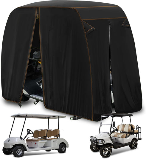 Golf Cart Covers for 4 Passenger+2 Passenger, 420D Heavy Duty Waterproof Windproof for EZGO Club Car Yamaha