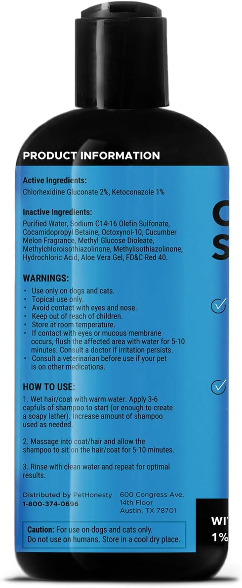 Pet Honesty Chlorhexidine Anti-itch Shampoo 16oz for Dogs and Cats, Helps Allergies, Itching, Shedding, Hot Spots