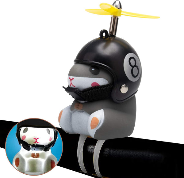 wonuu Cute Duck Bike Bell with Light and Hamster Bicycle Horn, Dashboard Decoration Toy for Motorcycle