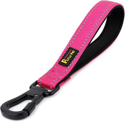 PLUTUS PET Short Dog Leash 10 Inch for Large Dogs with Locking Carabiner Clip & Padded Handle, Pink