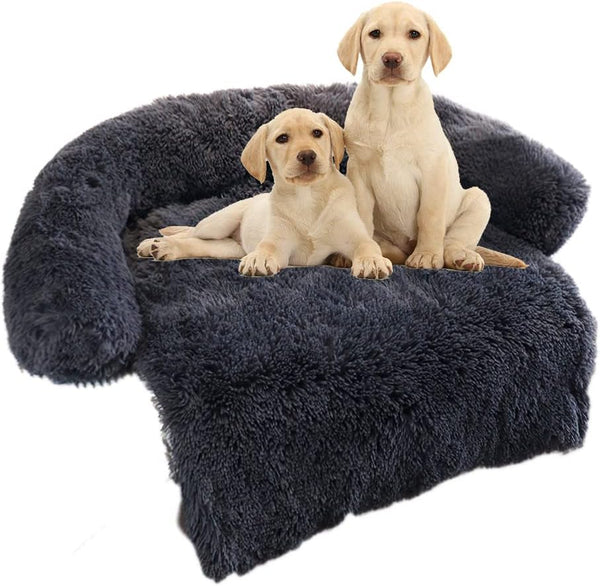 Calming Dog Bed Fluffy Plush Mat for Furniture Protector, Removable Washable Cover for Large Medium Small Dogs and Cats