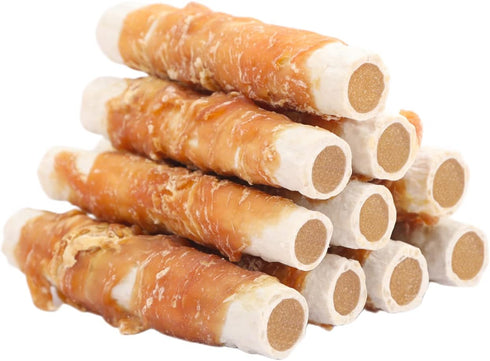 ASMPET Dog Treats Bones, Chicken Wrapped Rawhide Sweet Potato Sticks for Small