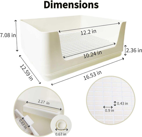 6 Chinchillas Fhiny Large Rabbit Litter Box for Cage, Plastic Guinea Pig Ltter Pan with PCS Disposable Pee Pads Potty