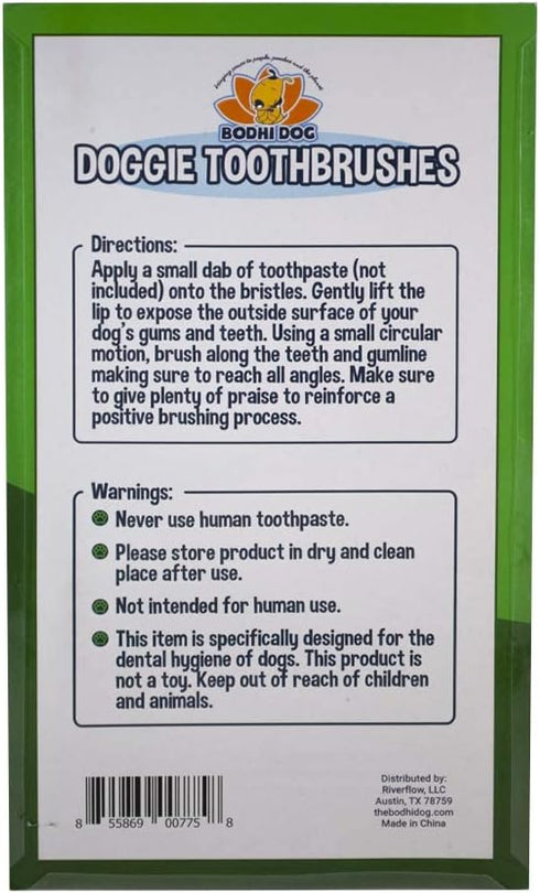 Bodhi Dog Dual-Headed Toothbrush for Dogs & Cats - Soft Bristles for Gentle Dental Care, 8 Count