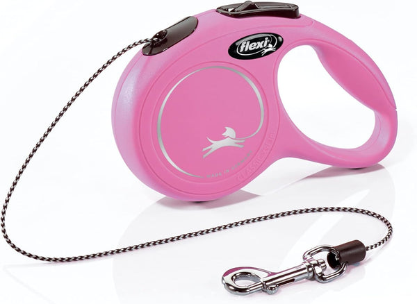 FLEXI New Classic Retractable Dog Leash (Cord), 10 ft, Extra Small, Pink, Ergonomic, Durable, Tangle Free for Dogs Up