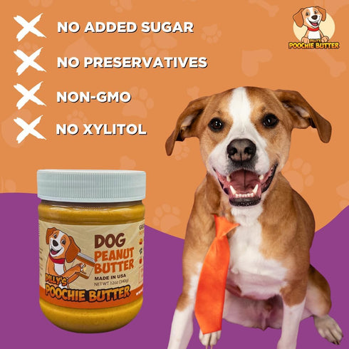 Dilly's Poochie Butter - 12oz Dog Peanut Butter, Healthy Treats for Lick Mats, Enrichment Toys & Training