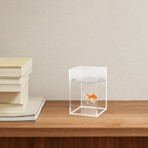 Ipetboom Transparent Small Betta Fish Tank Aquarium, Desktop Fish Bowl Accessories for Turtle, Reptile, Shrimp, Moss
