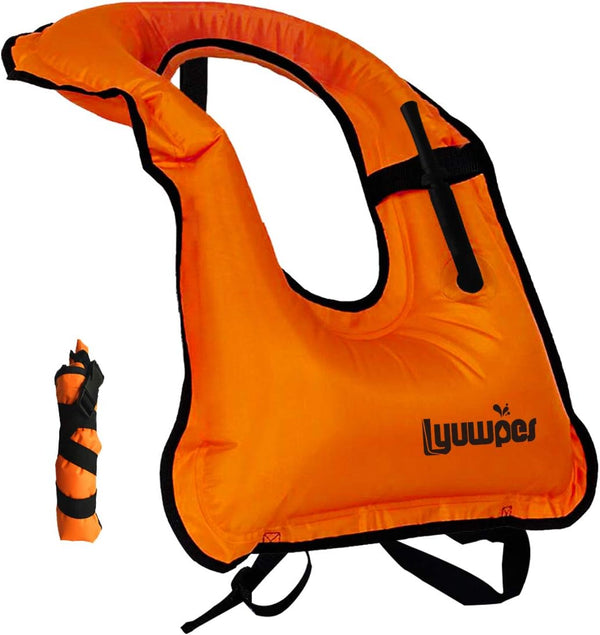 Inflatable Snorkel Vest, Adult Snorkeling Jackets for Free Diving, Swimming Safety Load Up to 220 Ibs