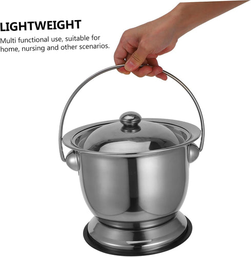 YOSADIER Capacity Portable Adult Potty Stainless Steel Pee Bucket Lid Home Chamber Pot for Seniors and Pregnant Women