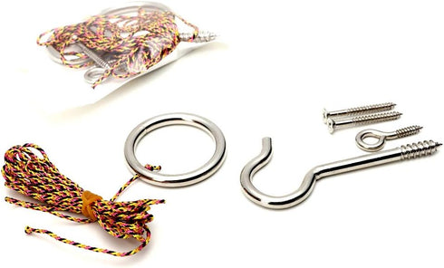 Hook and Ring Swing DIY Kit, Heavy-Duty Hardware and String Ring Toss Game for Indoor and Outdoor Use