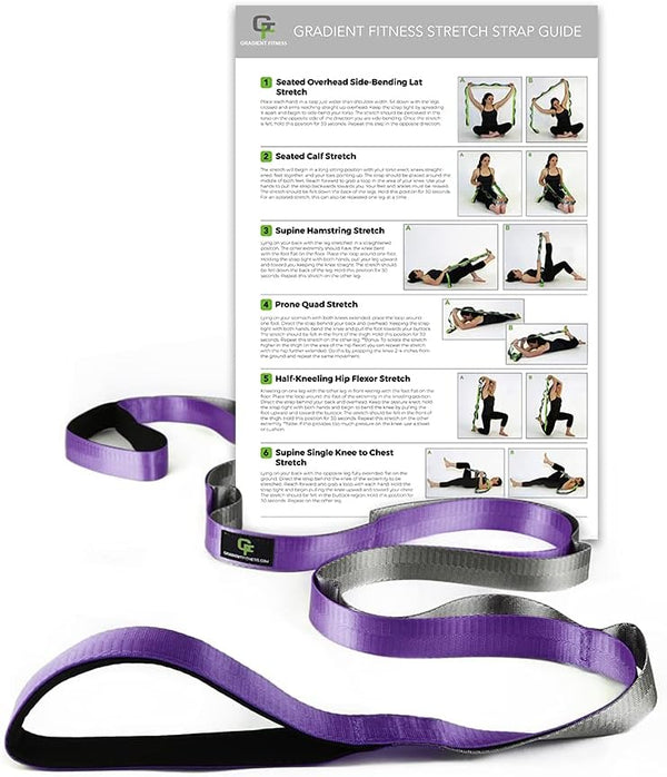 Gradient Fitness Stretching Strap for Physical Therapy, 12 Multi-Loop 1" W x 8' L, Neoprene Handles, Yoga Straps