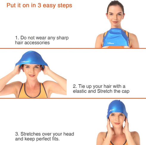 Firesara Swim Cap, Updated 3D Ergonomic Design for Women, Kids, Men, and Adults with Nose Clip and Ear Plugs