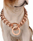 Rose Gold Dog Chain Collar, 11mm/15mm/19mm Stainless Steel Cuban Link for Small Medium Large Dogs (11mm, 14 inch)