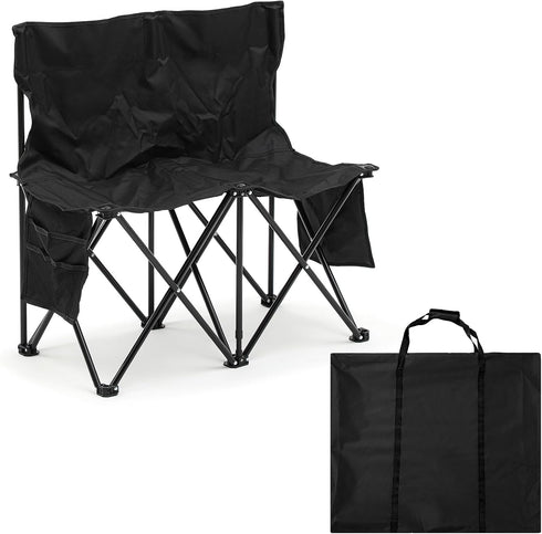 Kigley 2 Seats Folding Soccer Bench Chair Portable Team Sports Sideline Bench