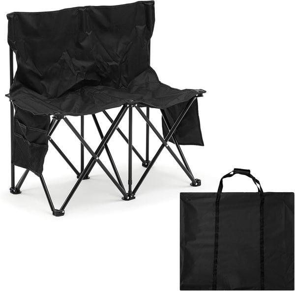 Kigley 2 Seats Folding Soccer Bench Chair Portable Team Sports Sideline Bench