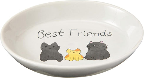 SPOT by Ethical Products - Heavy Ceramic High Gloss Dog Bowl - BEST FRIENDS 6" Oval Cat Dish - Dishwasher Safe