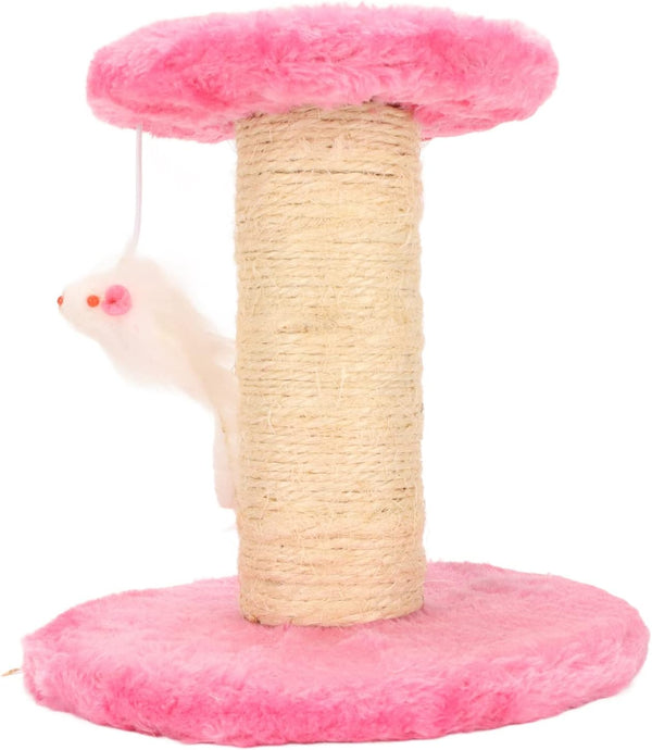 Cat Scratching Post Interactive Soft Plush Sisal Rope Cat Tree for Indoor Cats and Kittens (Pink)