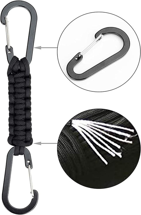 Backpacks, BRAVESHINE Paracord Keychain Carabiner Clip, D Ring Lanyard Hanger Stroller Hook for Water Bottle, Key, Men